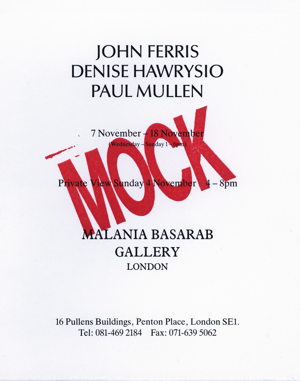 MOCK invitation card