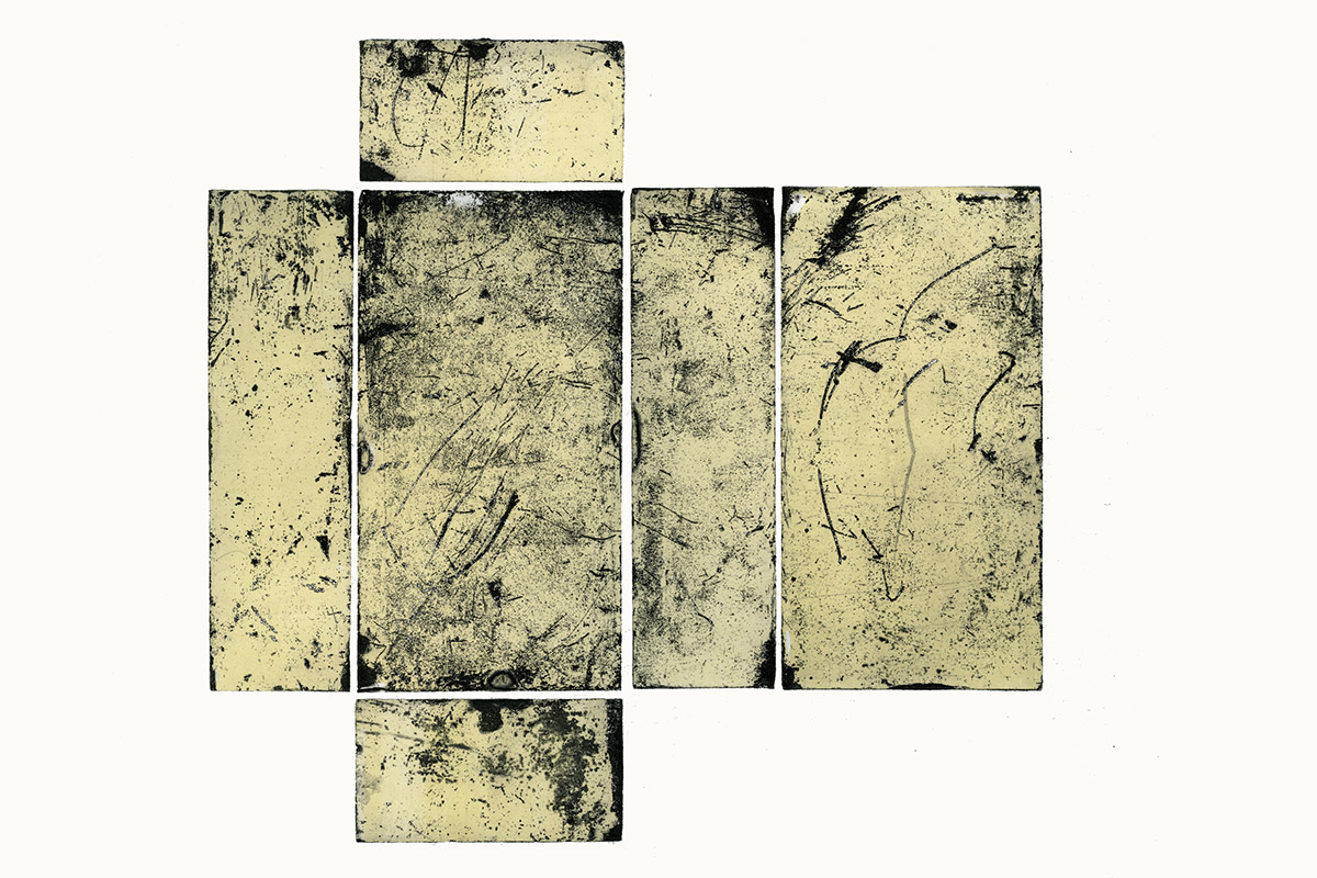 Brick with the marks of its own making and unmaking